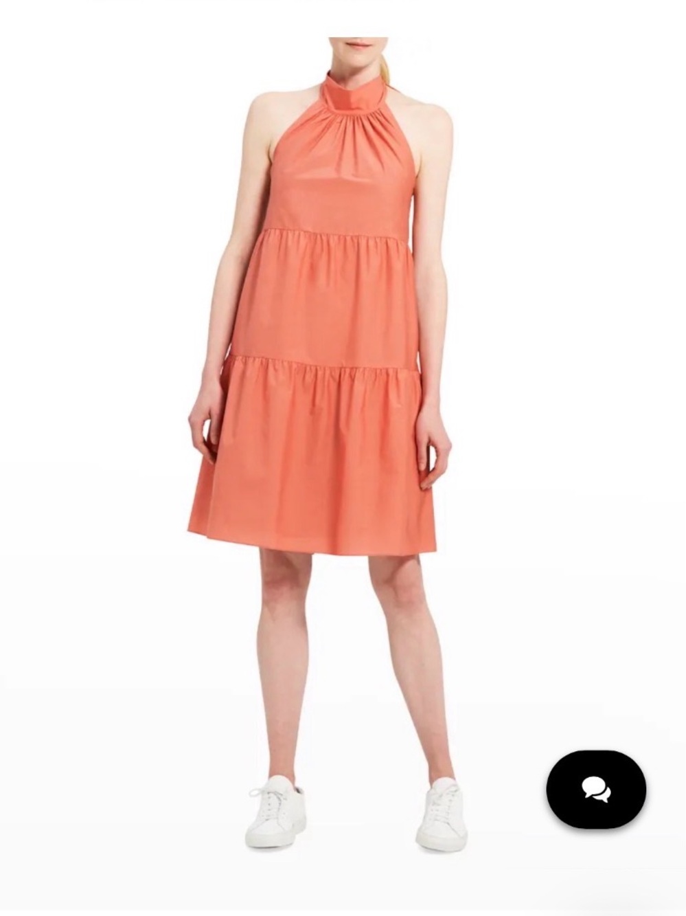 Theory Coral Halter Tiered Mini Dress